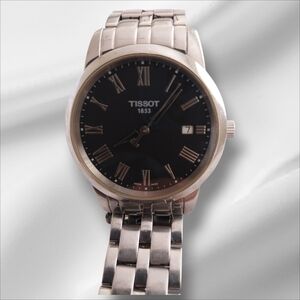 Tissot 1853 Stainless Steel Watch Silver Black Dial Men’s